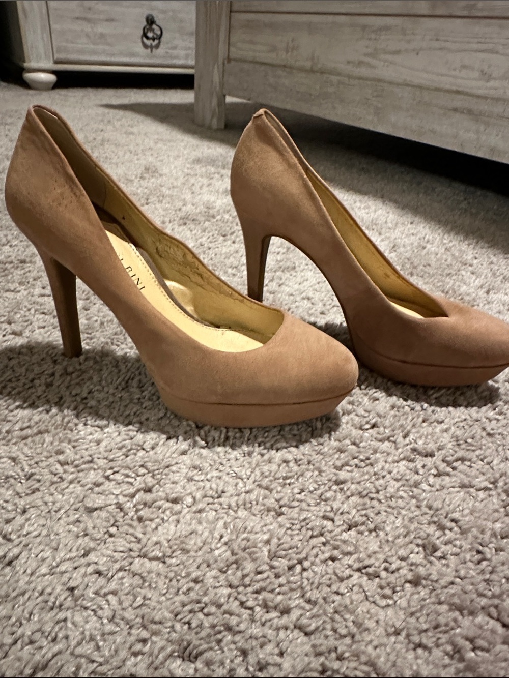 Gianni Bini Taupe Suede Platform Stiletto Heels